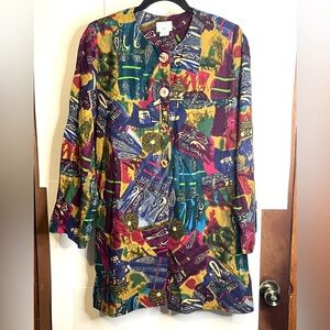 VTG George Georgiou Size 12 Multicolored Silk Tunic Top